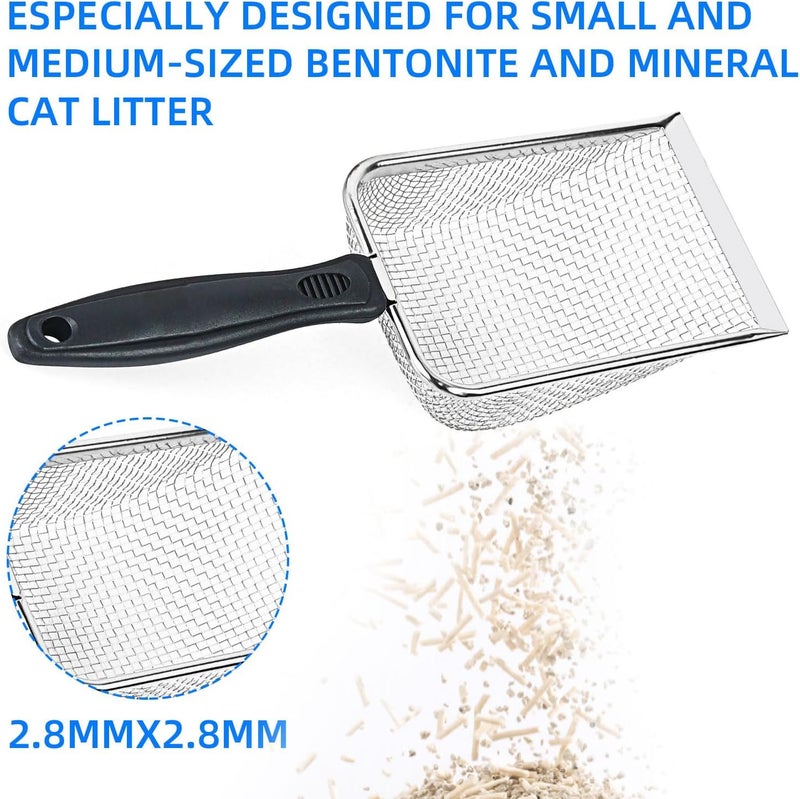 SmartTail Cat Litter Scoop, Stainless Steel Mesh Scoop Away Cat Litter, Kitty Litter Scoop 2.8mm Hole, Non-Stick Cat Litter Scoop for Crystal Litter|Pine Pellets|Small Pieces, Litter Cleaner Beach Mesh Shovel - Image 4